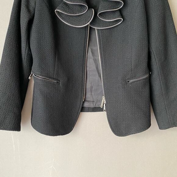 Lafayette 148 sz 8 black wool ruffle mod coat - Picture 7 of 8